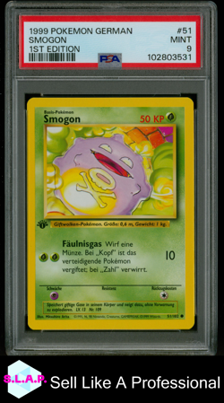 SMOGON 1ST EDITION POKEMON GERMAN 1999 51 PSA 9 - Image 1