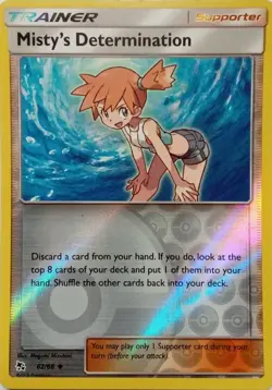 62/68 MISTY'S DETERMINATION REVERSE HOLO HIDDEN FATES POKEMON CARD - Image 1