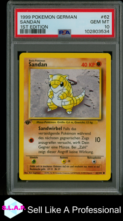 SANDAN 1ST EDITION POKEMON GERMAN 1999 62 PSA 10 - Image 1