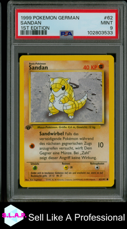 SANDAN 1ST EDITION POKEMON GERMAN 1999 62 PSA 9 - Image 1