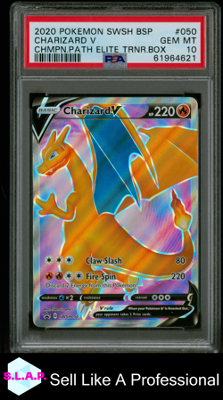 CHARIZARD V CHMPN.PATH ELITE TRNR.BOX POKEMON SWSH BLCK STR PRM 2020 050 PSA 10 - Image 1