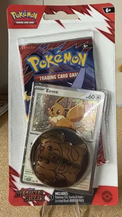 Pokemon TCG Destined Rivals Blister Pack 1 Booster Pack Eevee Promo Factory Seal - Image 1