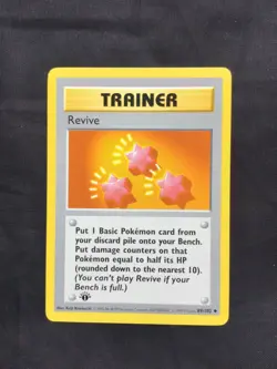 Pokemon Cards: Base Set 1st Edition Uncommon: Revive 89/102 - Image 1