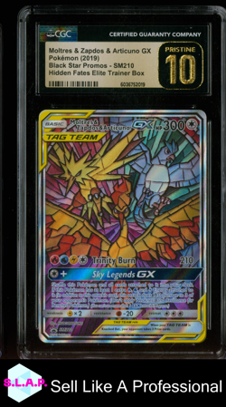 MOLTRES&ZAPDOS&ARTICUNO GX POKEMON SM210 2019 HIDDEN FATES FA EN CGC PRISTINE 10 - Image 1