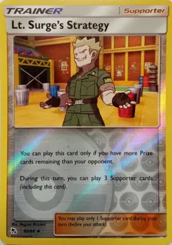 60/68 LT. SURGE'S STRATEGY REVERSE HOLO HIDDEN FATES POKEMON CARD - Image 1