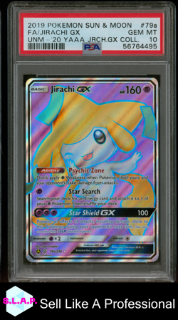 JIRACHI GX POKEMON 79A/236 2019 SUN & MOON PROMO FULL ART HOLO EN PSA 10 - Image 1