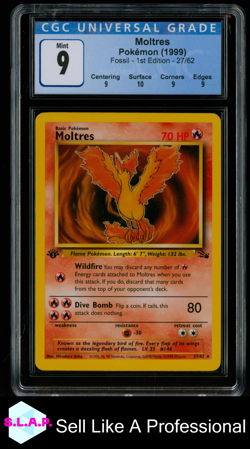 MOLTRES FOSSIL - 1ST EDITION 27/62 POKEMON CGC 9 - Image 1