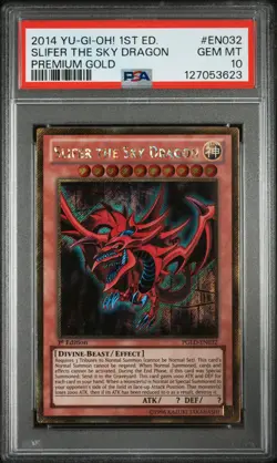 2014 YU-GI-OH! PREM GOLD 1ST ED #EN032 SLIFER THE SKY DRAGON PSA 10 - Image 1