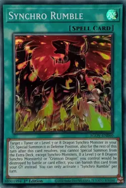 AGOV-EN060 SYNCHRO RUMBLE SUPER RARE 1ST EDITION YuGiOh CARD - Image 1
