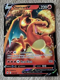 2023 Pokemon TCG Crown Zenith Charizard V Ultra Rare Card 18/159 LP - Image 1