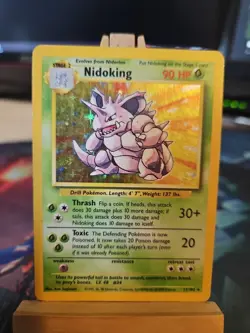 Pokemon TCG Nidoking Base Set Holo Unlimited Holo Rare Card 11/102 MP - Image 1