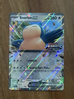 Pokemon TCG Snorlax EX Prismatic Evolutions STAMPED PROMO Card 076/131 NM Card - Image 1