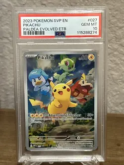 Pikachu 027 Paldea Evolved Scarlet & Violet Promo Card Holo PSA 10 - Image 1