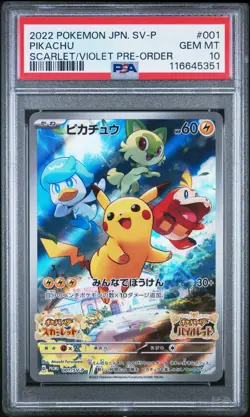 Pokemon PSA 10 Pikachu #001/SV-P Scarlet & Violet Pre-Order Promo 2022 Japanese - Image 2