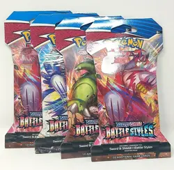 Pokemon TCG Sword & Shield Battle Styles Sleeved Booster Pack Lot Of 4 - Image 1