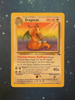 2000 Pokemon DRAGORAN Fossil 19/62 DEUTSCH Played Kagemaru Himeno Artwork WOTC - Image 1