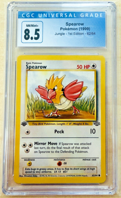 Spearow 62/64 (1st Edition) - 1999 Jungle Pokemon TCG Card - CGC 8.5 NM/Mint + - Image 1