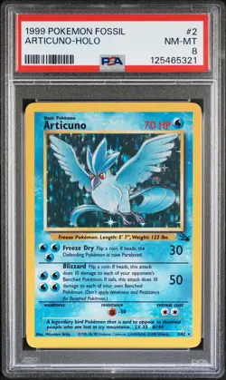 1999 POKEMON FOSSIL #2 ARTICUNO-HOLO PSA 8 - Image 1