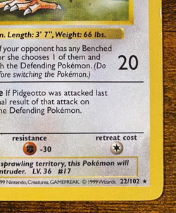Pokemon TCG #22/102 Pidgeotto 1st Edition Base Set Shadowless LP - Image 5