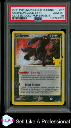 UMBREON-GOLD STAR CLASSIC COLL-POP SERIES 5 POKEMON CELEBRATIONS 2021 17 PSA 10 - Image 1