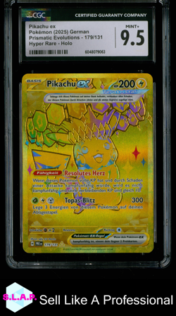 PIKACHU EX PRISMATIC EVOLUTIONS - PRE DE HYPER RARE HOLO 179/131 POKEMON CGC 9 - Image 1