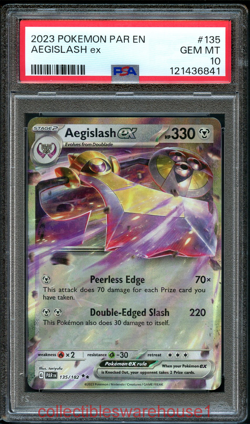 Pokemon Paradox Rift Aegislash ex 135 PSA 10 - Image 1