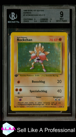 NOCKCHAN POKEMON 7/102 1999 BASE SET HOLO 1ST EDITION DEUTSCH BGS 9 - Image 1