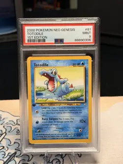 Pokemon TCG Totodile Neo Genesis 1st Edition Common Card 81/111 PSA 9 Mint - Image 1