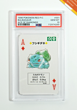 Pokemon PSA 10 Bulbasaur #001 Ace Of Diamonds Red Poker Card 1996 Japanese - Image 1