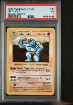 Machoke shadowless PSA 7 NM #34/102 base set 1999 WOTC VTG Pokemon card - Image 1