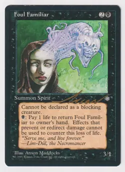 Gold Signed Foul Familiar LP Ice Age Artist Anson Maddocks 1995 WOTC MTG Magic! - Image 1