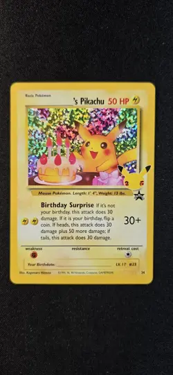 Pokemon TCG Birthday Pikachu Trading Card #24 Celebrations Classic Collection - Image 1