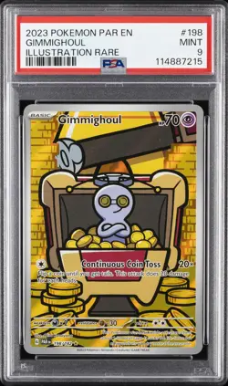 2023 POKEMON PAR EN-PARADOX RIFT ILLUSTRATION RARE #198 GIMMIGHOUL PSA 9 - Image 1