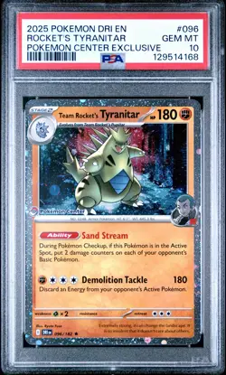 2025 POKEMON DRI EN-DESTINED RIVALS #096 TEAM ROCKET'S TYRANITAR PSA 10 - Image 1