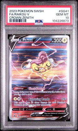 PSA 10 Raikou V GG41/GG70 Pokemon Crown Zenith Galarian Gallery Gem Mint - Image 1