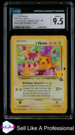 ____'S PIKACHU CELEBRATIONS - CLSC. COLL. BLCK STR PROMOS HOLO 24 POKEMON CGC 9 - Image 1