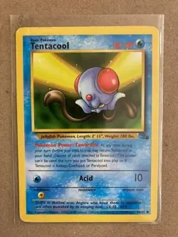1999 Pokemon Fossil - TENTACOOL #56 (Moderate - Heavy Play) - Image 1