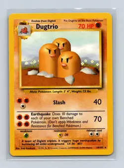 Base Set #019/102 Dugtrio Rare Pokemon NM - Image 1