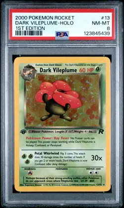 DARK VILEPLUME Pokemon Team Rocket 1st Edition Holo 13/82 - PSA 8 -439 - Image 1