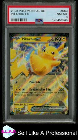 PIKACHU EX POKEMON GERMAN PAL DE-PALDEA EVOLVED 2023 063 PSA 8 - Image 1