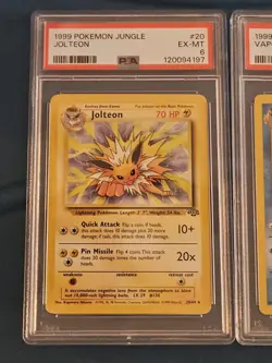 1999 PSA 7 Vaporeon #28 & PSA 6 Jolteon #20 Jungle Edition Pokemon TCG - Image 3