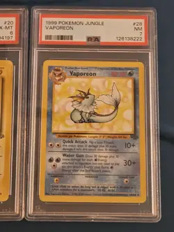 1999 PSA 7 Vaporeon #28 & PSA 6 Jolteon #20 Jungle Edition Pokemon TCG - Image 4