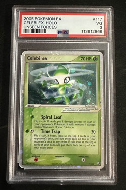 2005 POKEMON EX UNSEEN FORCES #117 CELEBI EX-HOLO PSA 3 - Image 1