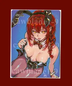 Hand Painted Altered MTG Card, Swamp , Anime Girl, by Cawblade - Image 1