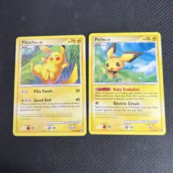 Pikachu 70/100 Pichu 45/100 Stormfront Pokemon Card English Non-Holo 2 HeavyPlay - Image 1