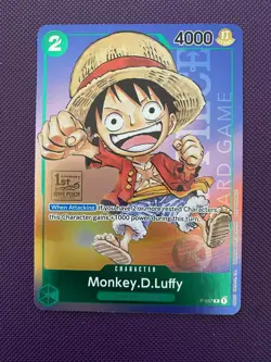One Piece Promo Card TCG Monkey D. Luffy P-037 1st Anniversary Stamped Foil - Image 1