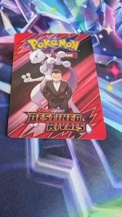 Pokemon TCG Destined Rivals Trainer Tips Art Card FT. Giovanni & Mewtwo - Image 1
