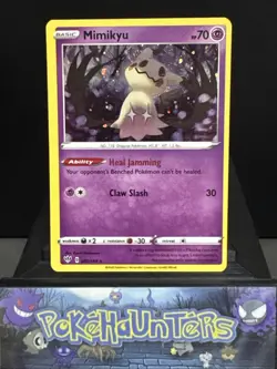 Pokemon Card Mimikyu 081/189 Darkness Ablaze Holo HD Swirl Near Mint - Image 1