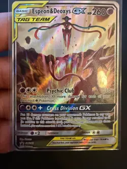 Pokemon TCG Espeon & Deoxys GX SM240 Black Star Promo Full Art Holo MINT - Image 1