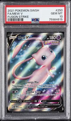 2021 POKEMON SWORD & SHIELD FUSION STRIKE #250 FULL ART/MEW V PSA 10 - Image 1